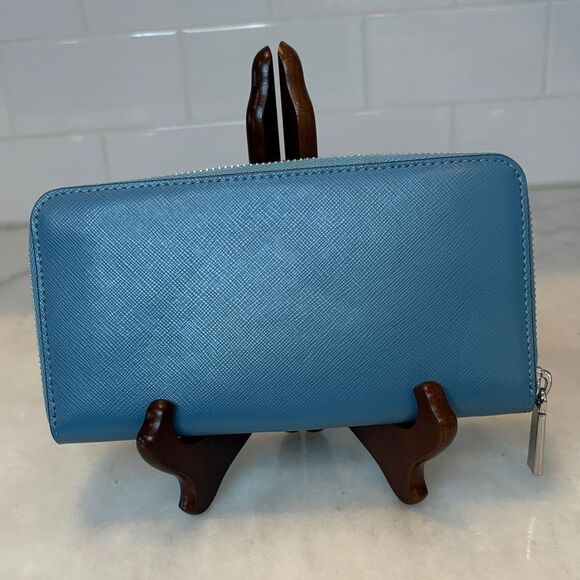 Kate Spade Wallet Leather Staci Blue White Colorblock Full Zip Continental - Picture 4 of 16